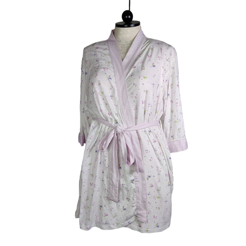 Aria Nightgown Robe Set Floral Print 1X Excellent